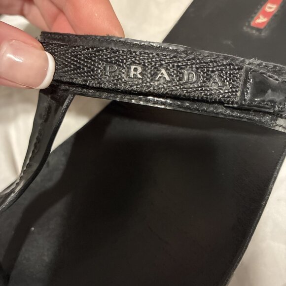 Prada Sport Authentic Solid Black Women’s Thong Flat Sandals Slides 11 41 - Picture 8 of 9
